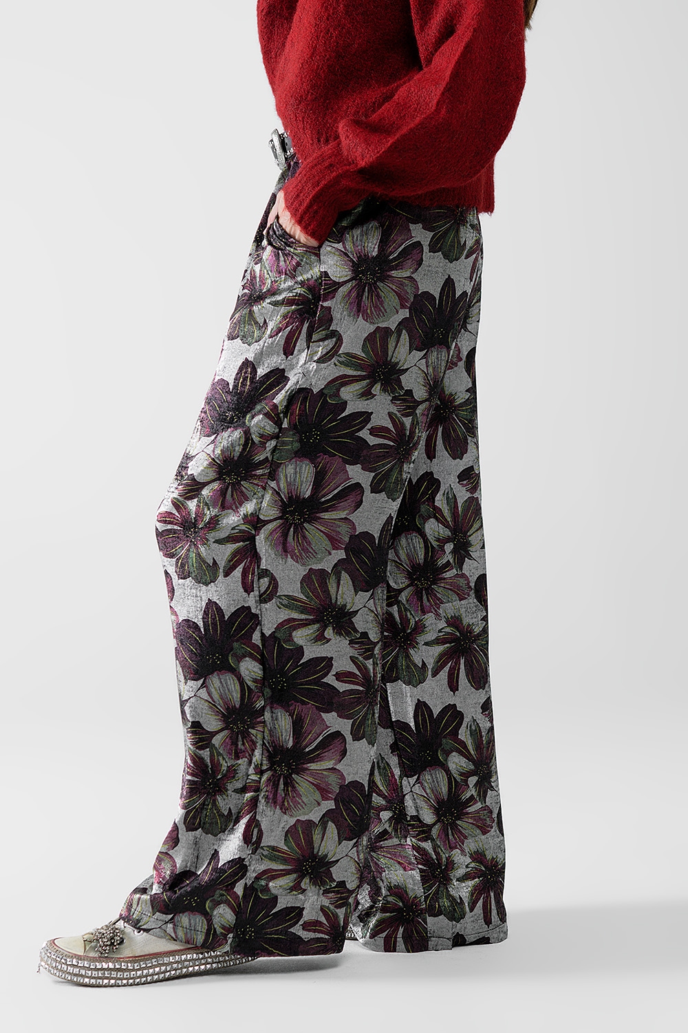 pantalón ancho con estampado floral pantalón ancho con estampado floral