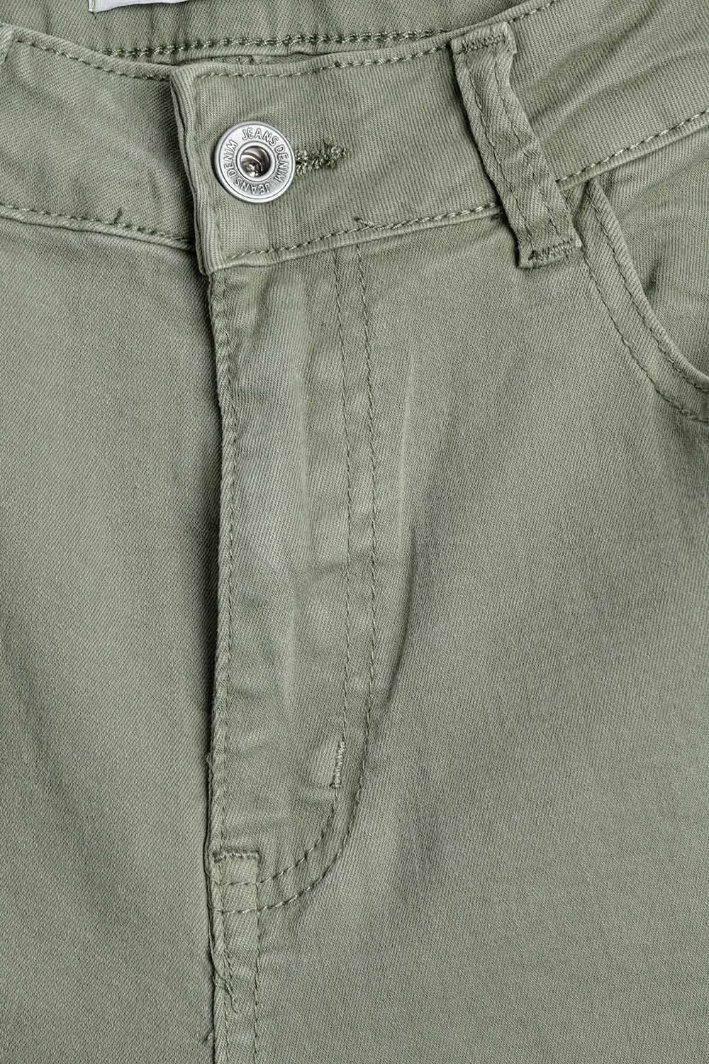 Pantalones rectos hasta el tobillo en caqui con detalle de costura en la rodilla Pantalones rectos hasta el tobillo en caqui con detalle de costura en la rodilla