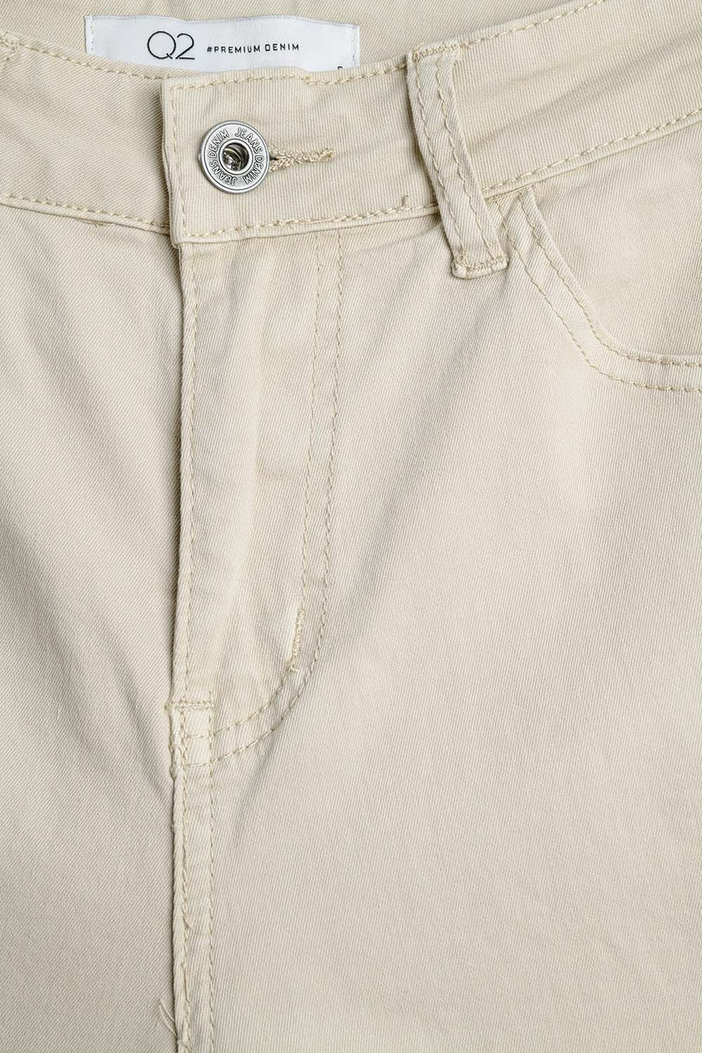 Pantalones Rectos S&uacute;per C&oacute;modos de Estiramiento en Beige