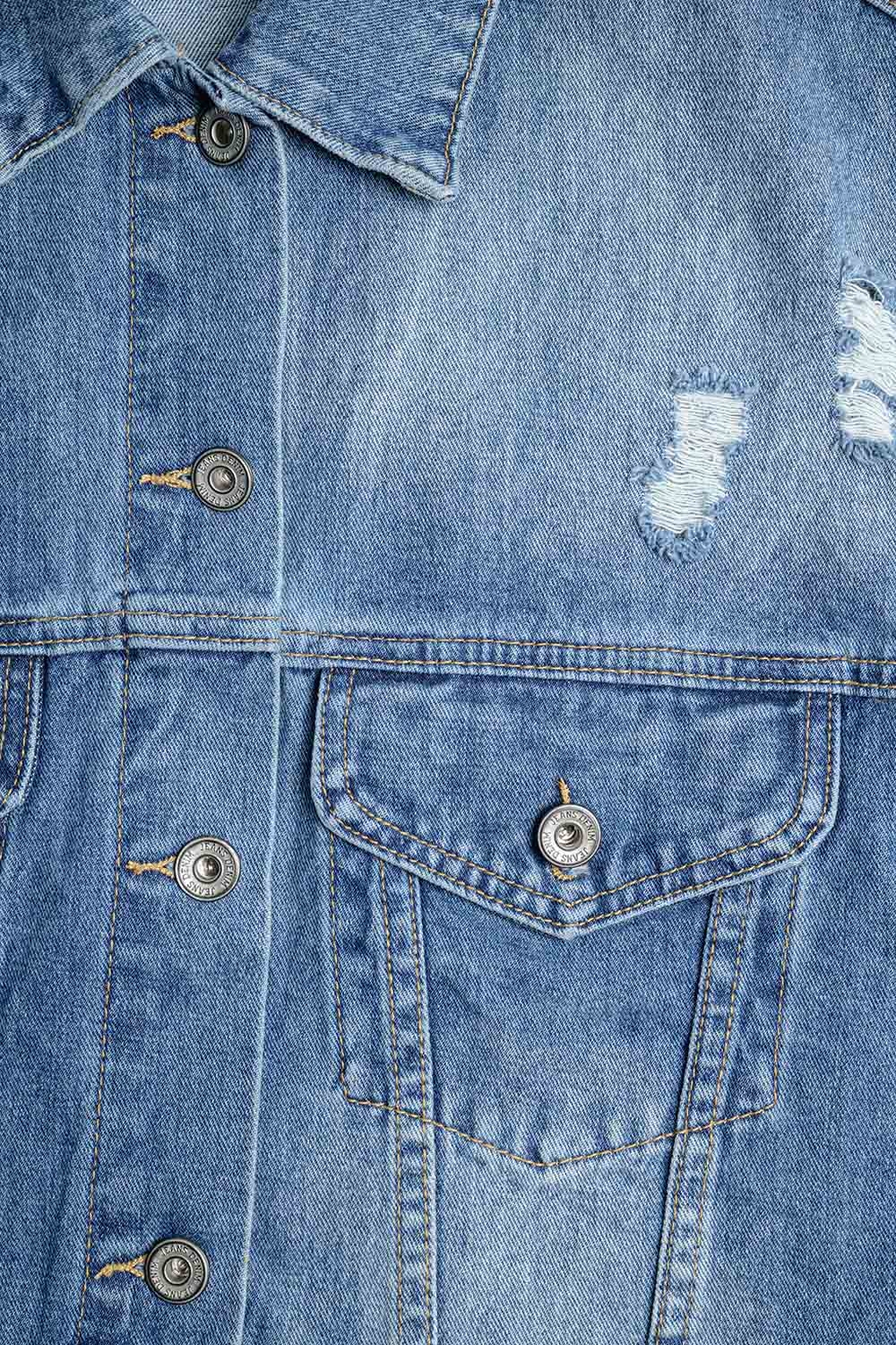 Chaqueta vaquera con mangas de tejido deportivo