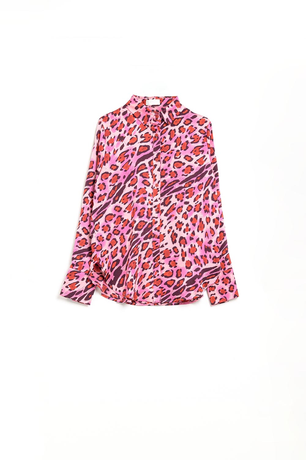 Camisa Abotonada en Estampado de Leopardo Fucsia
