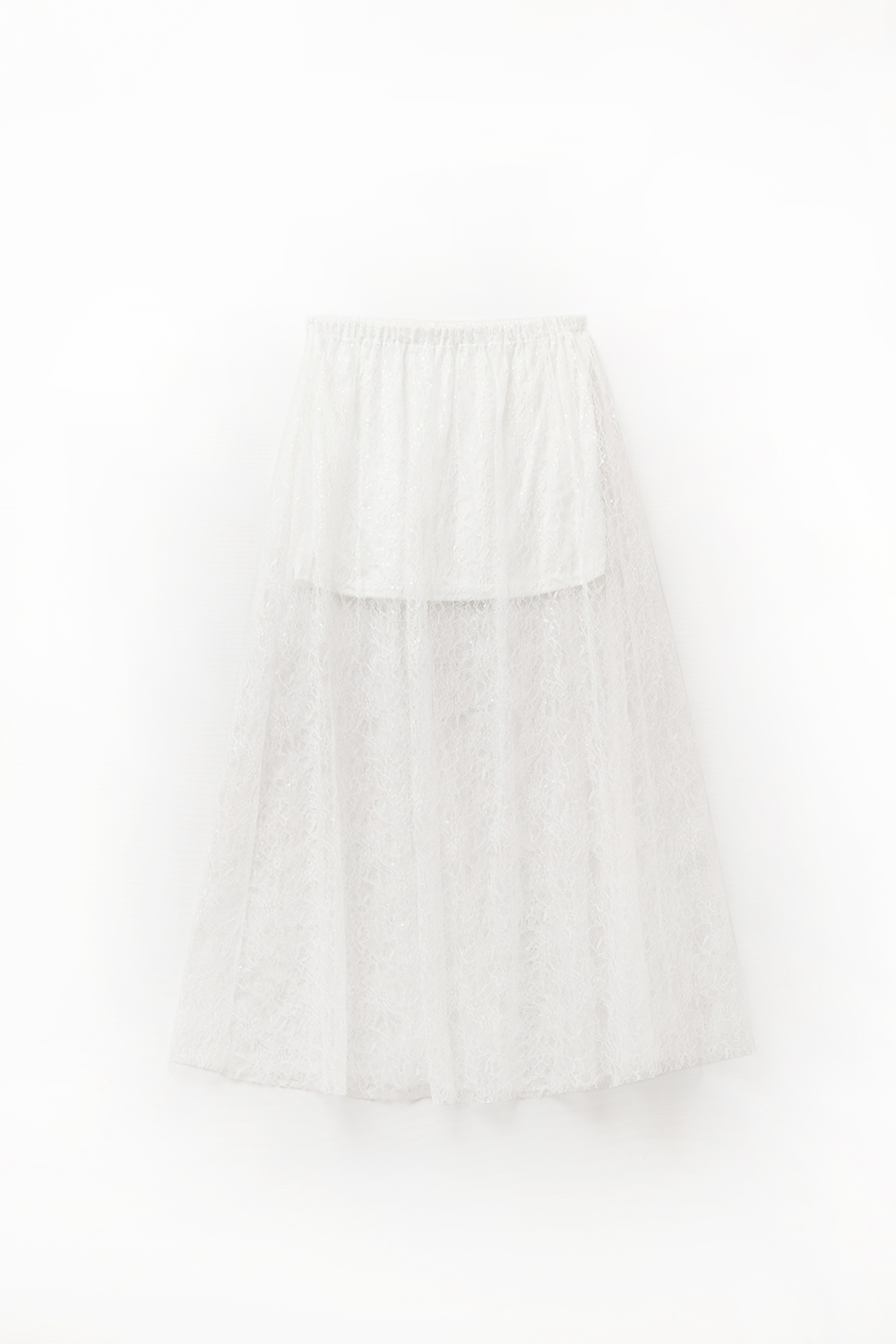 Maxi falda blanca de encaje con detalle de lentejuelas