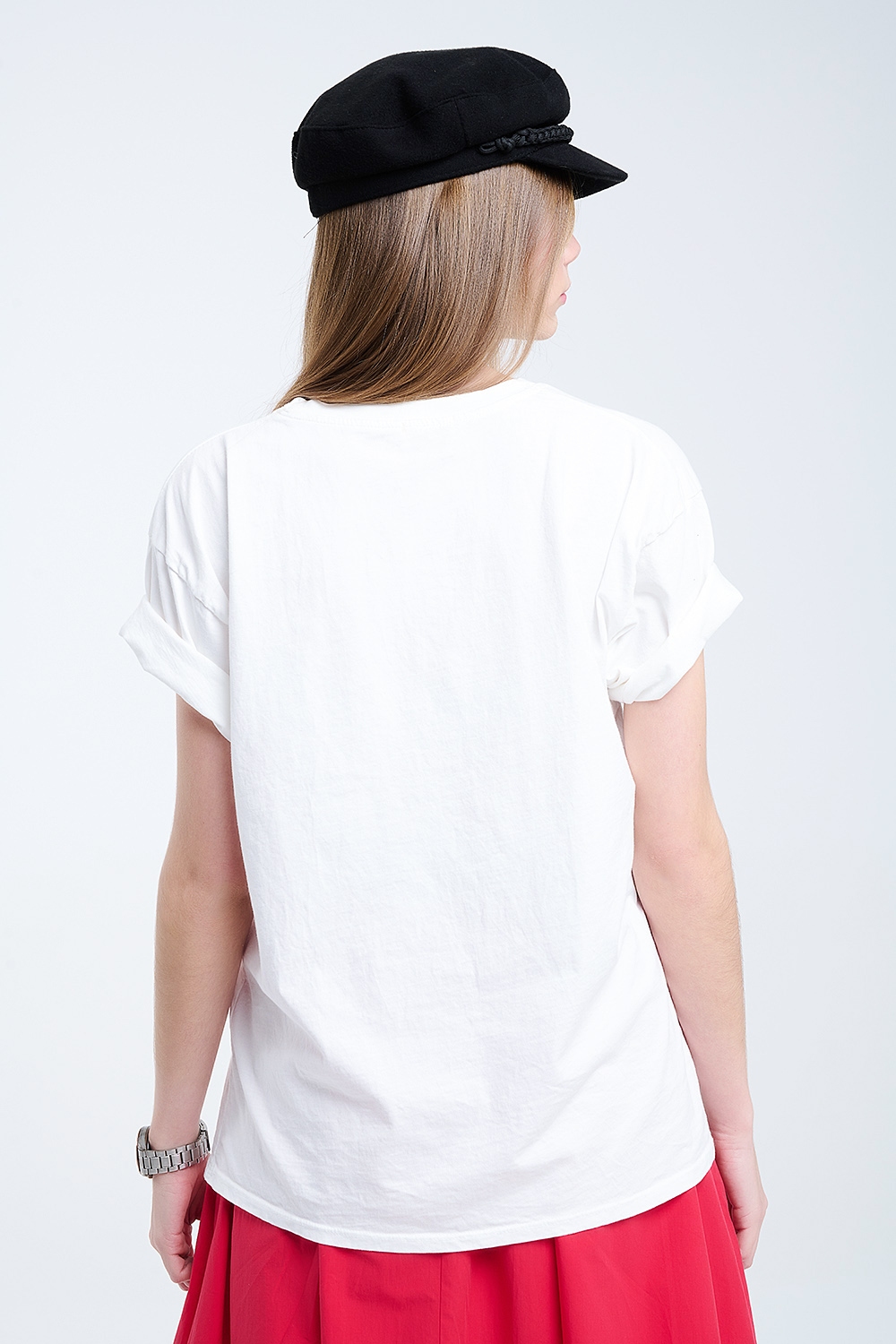 Camiseta blanca relajada con estampado gr&aacute;fico Rebel y Lips