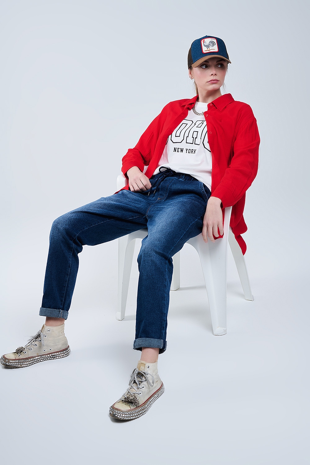 Camiseta blanca oversize con Soho New York en la parte delantera Camiseta blanca oversize con Soho New York en la parte delantera