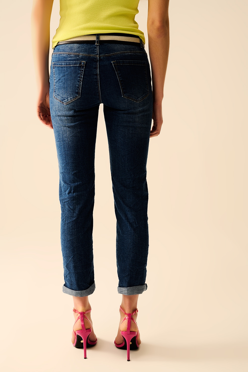 Jeans Básicos Súper Ajustados de Mezclilla de Lavado Medio y Elásticos Jeans Básicos Súper Ajustados de Mezclilla de Lavado Medio y Elásticos