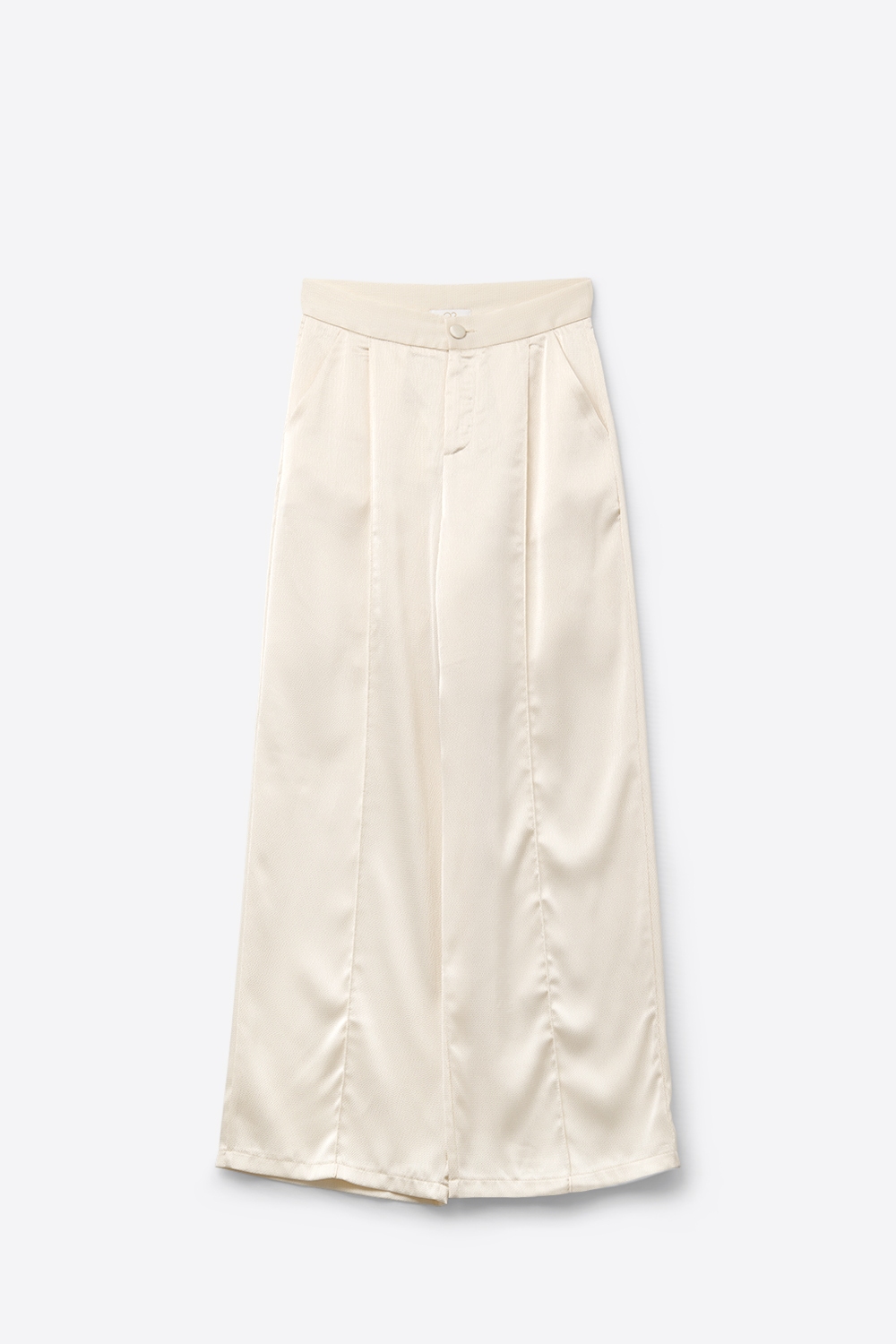 pantalón ancho crema de satén texturizado pantalón ancho crema de satén texturizado