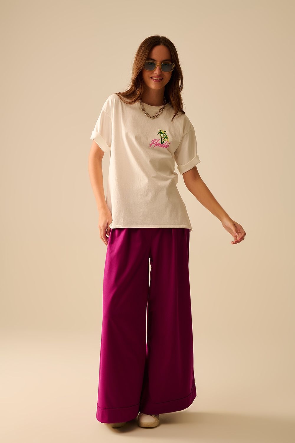 Camiseta blanca made in Italy con gr&aacute;fico Honolulu