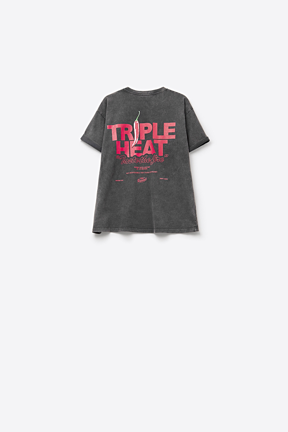 tejido lavado negro Camiseta manga corta TRIPLE HEAT LOGO