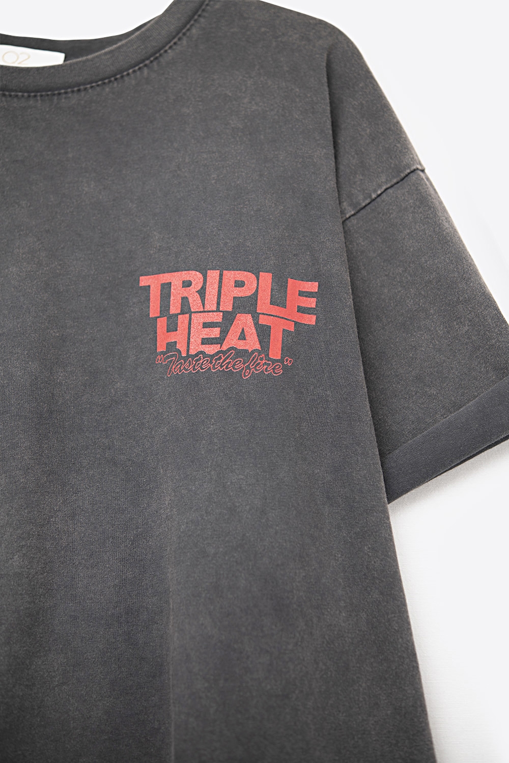 tejido lavado negro Camiseta manga corta TRIPLE HEAT LOGO