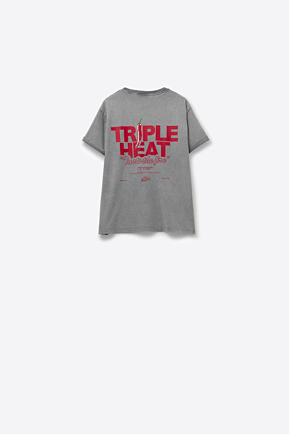 Camiseta relaxed fit gris lavada de manga corta TRIPLE HEAT LOGO
