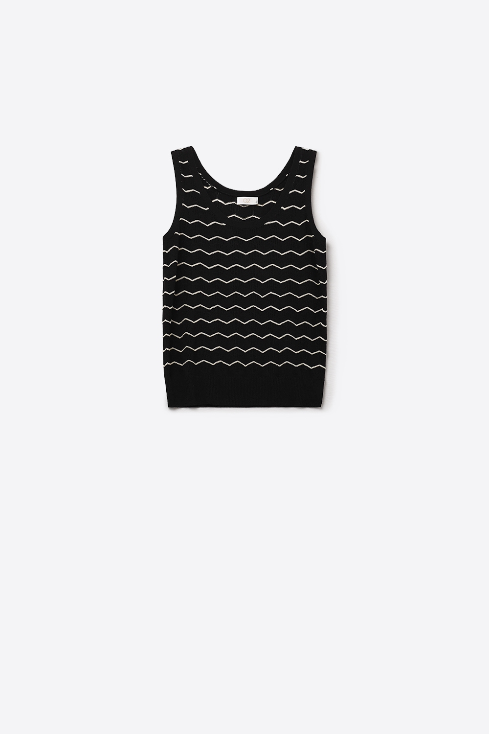 Jersey de punto negro con dibujo de zigzag dorado