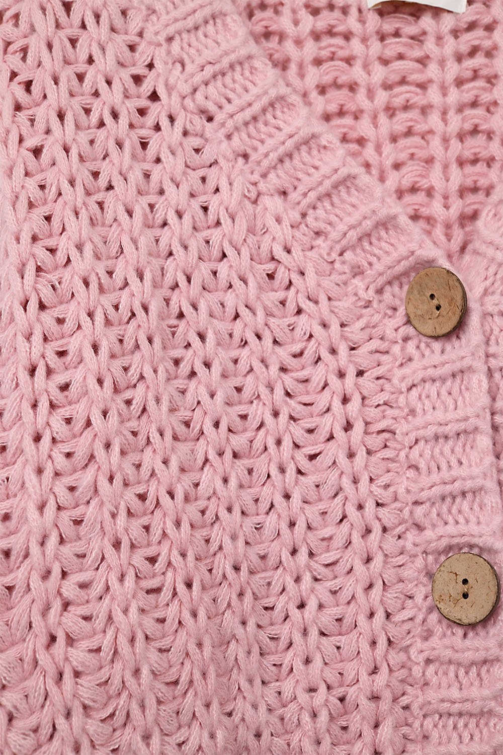 Chaqueta abierta de punto grueso en rosa con mangas relajadas