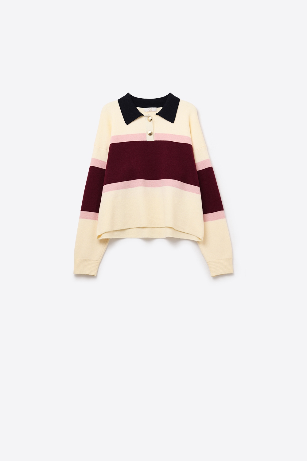 Jersey de punto a rayas granate con detalles de botones