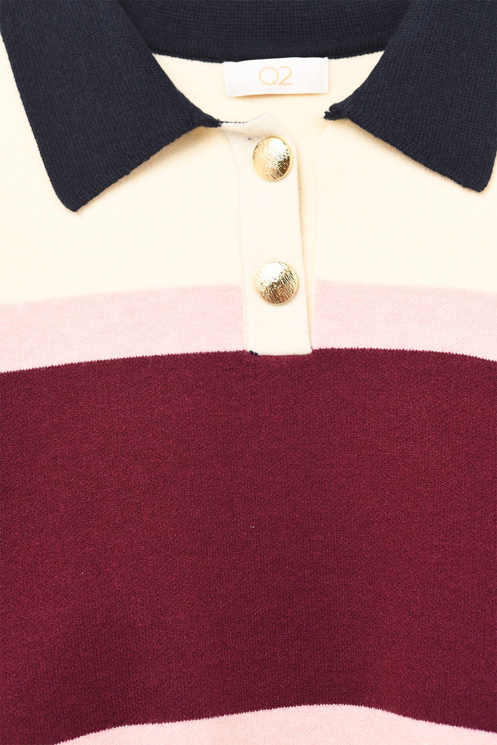 Jersey de punto a rayas granate con detalles de botones