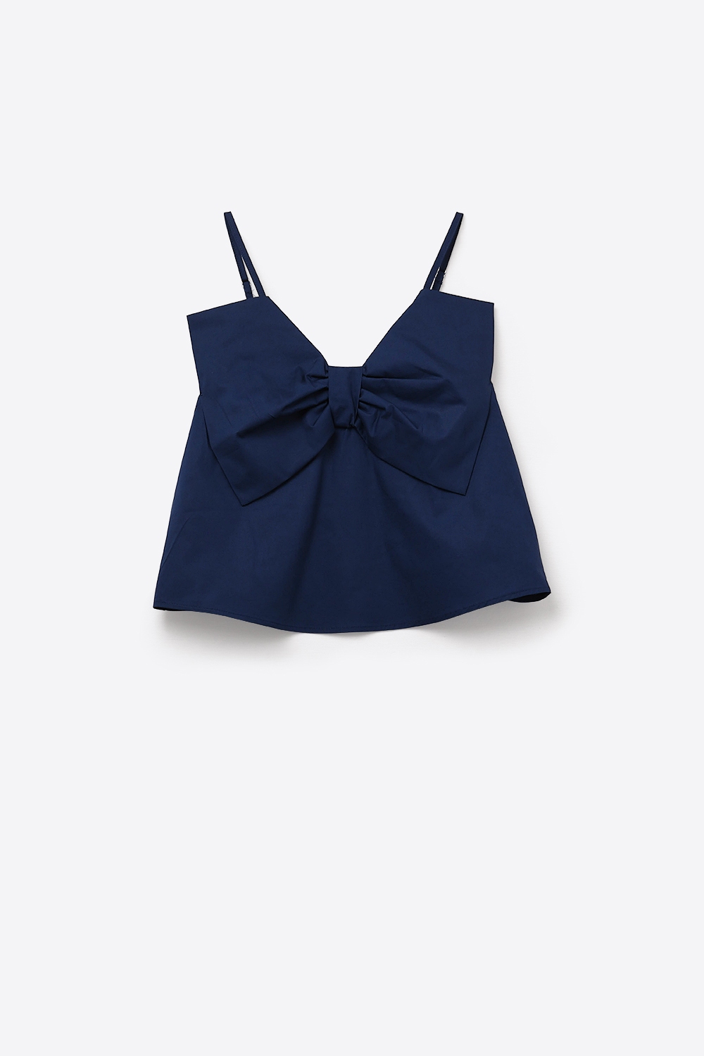 Top de popelina azul marino con detalle de lazo Top de popelina azul marino con detalle de lazo