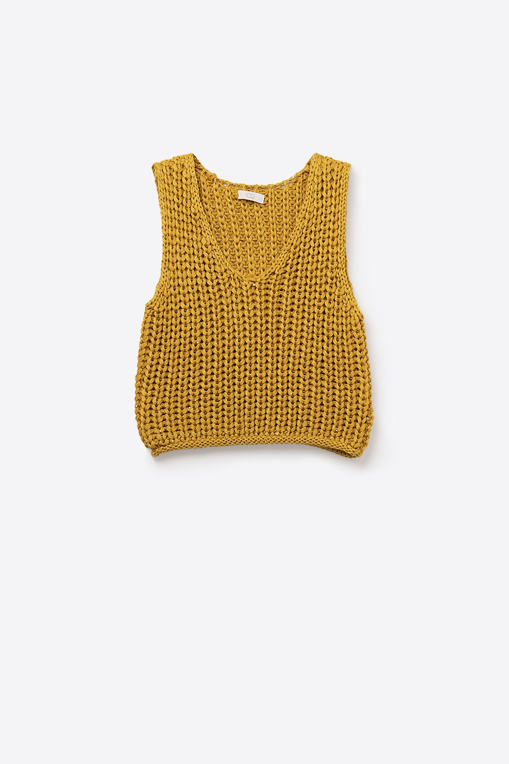 Chaleco Crochet Amarillo Con Hilo De Lentejuelas