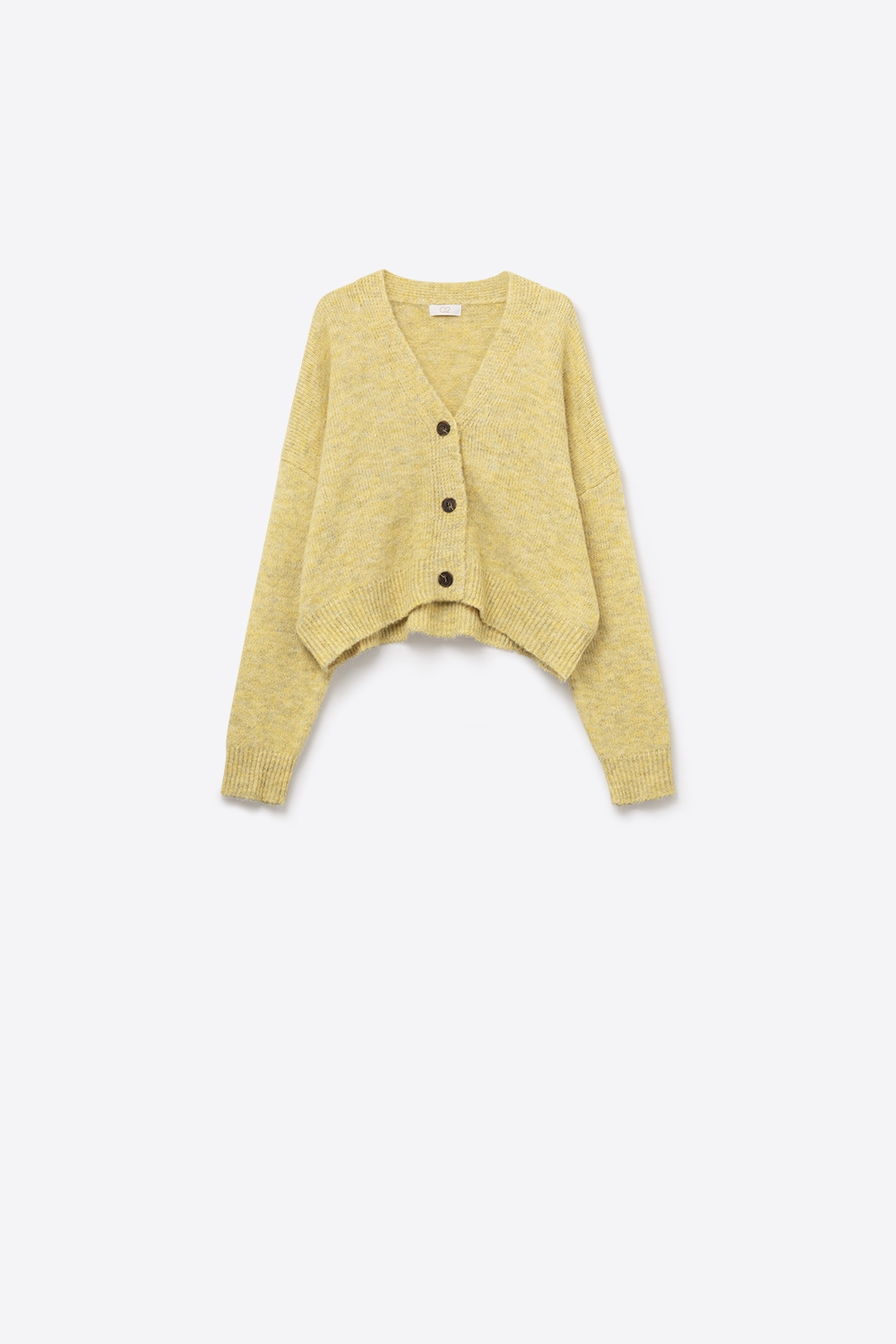 Cuello en V Basic amarillo Chaqueta abotonada de punto mullido Cuello en V Basic amarillo Chaqueta abotonada de punto mullido