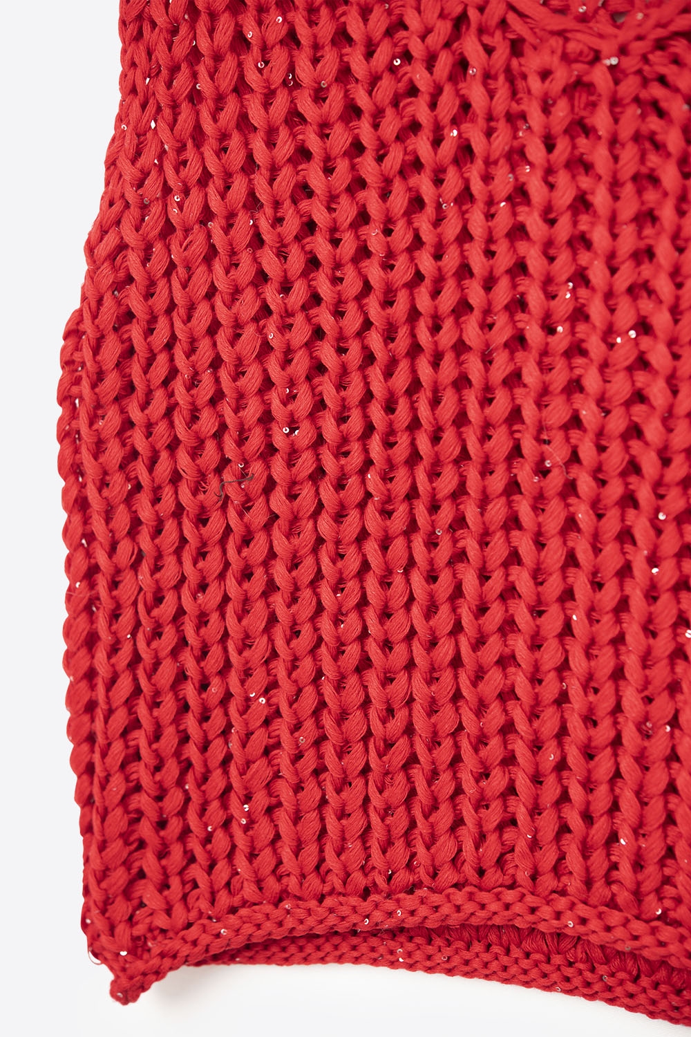 Chaleco Crochet Rojo Con Hilo De Lentejuelas Chaleco Crochet Rojo Con Hilo De Lentejuelas
