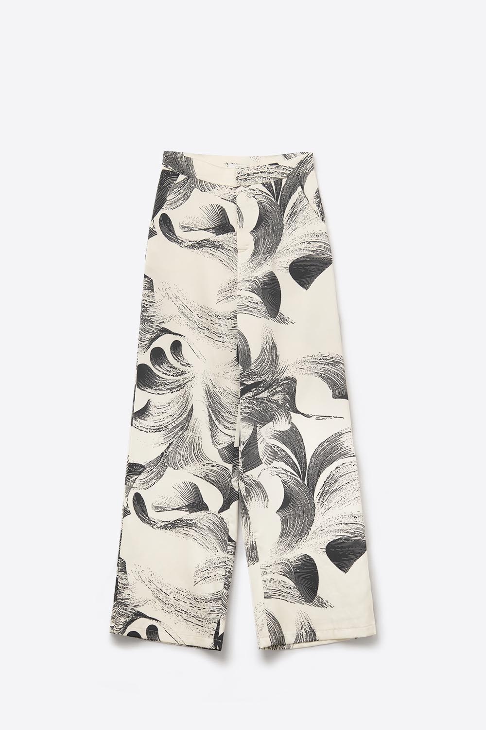 Elegante pantal&oacute;n ancho estampado en color crema