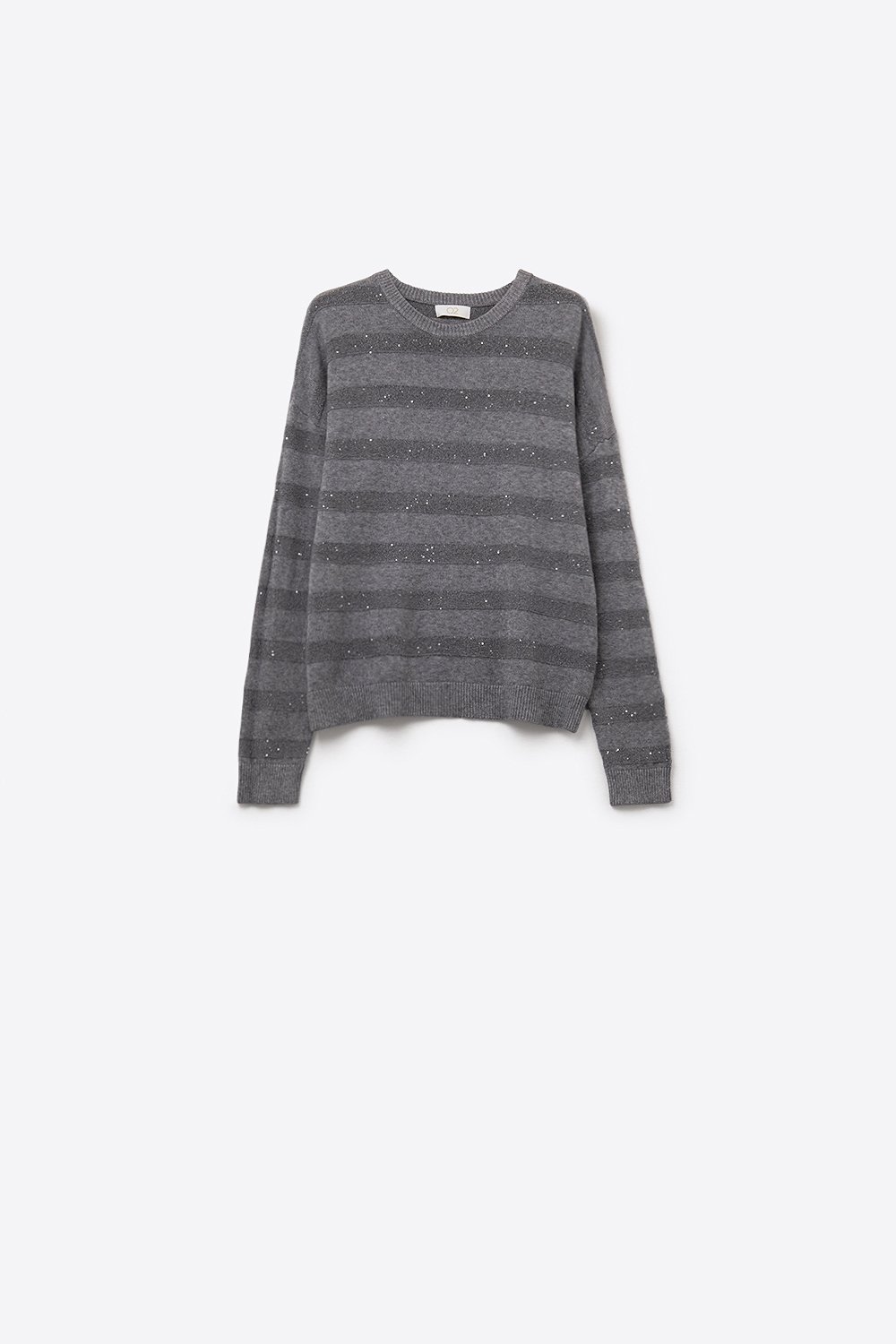 Jersey de punto a rayas gris con detalle de lentejuelas Jersey de punto a rayas gris con detalle de lentejuelas