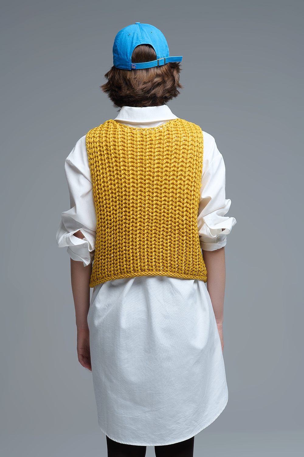 Chaleco Crochet Amarillo Con Hilo De Lentejuelas