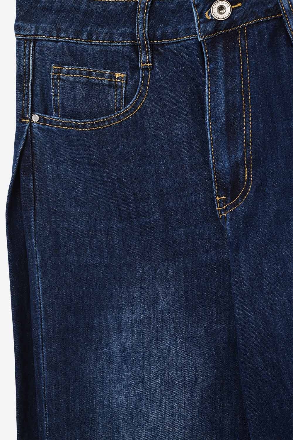 Vaqueros de pierna ancha con detalle de pinzas laterales en azul oscuro Vaqueros de pierna ancha con detalle de pinzas laterales en azul oscuro