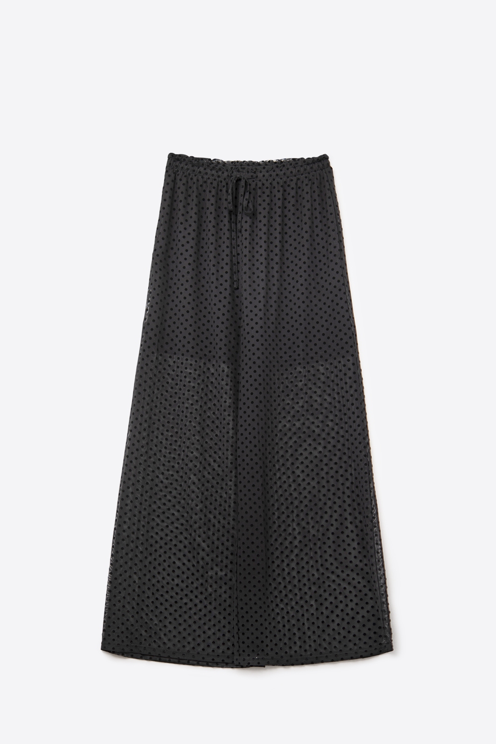 Elegantes pantalones negros de lunares transparentes