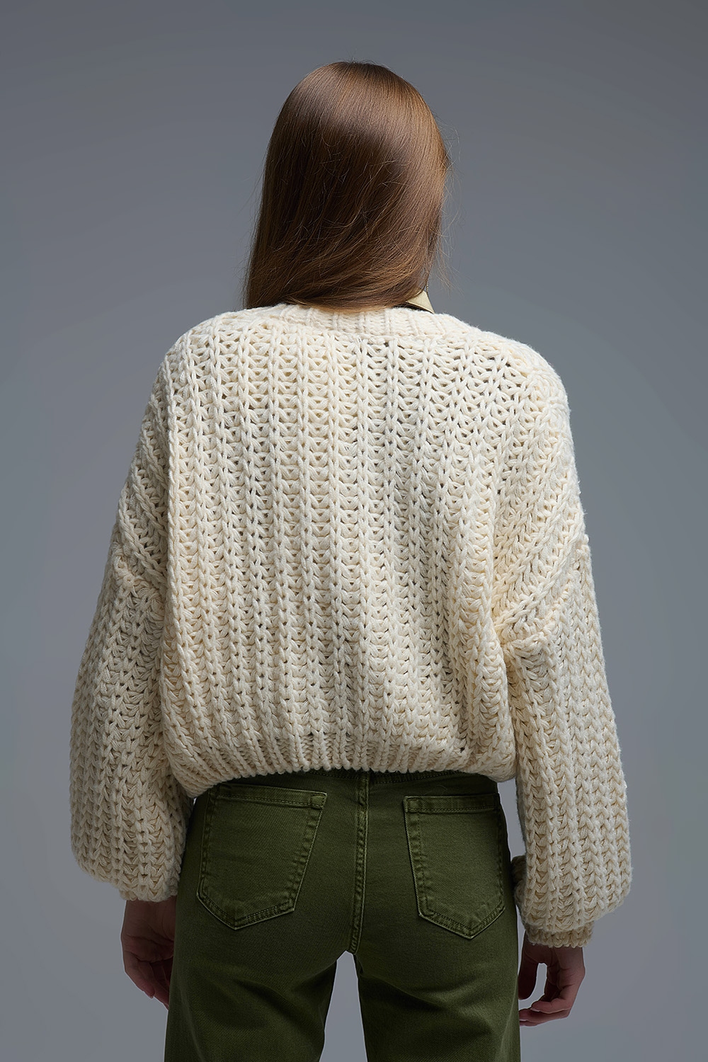 Chaqueta de punto grueso en beige Chaqueta de punto grueso en beige