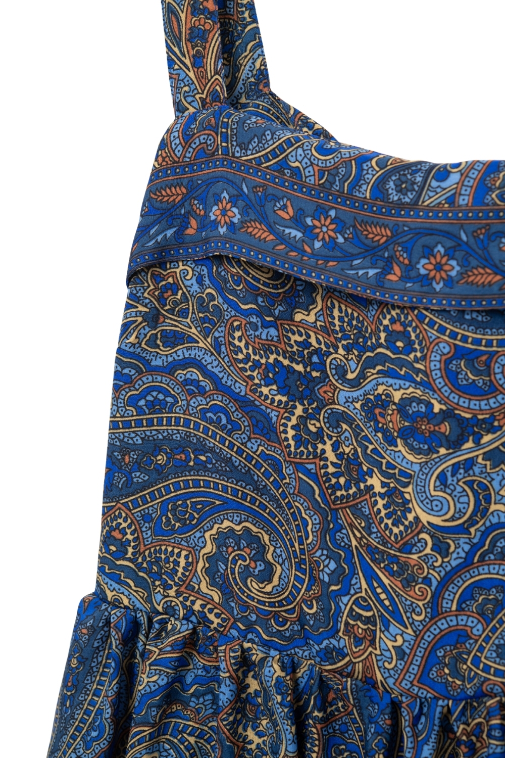 Vestido azul midi sin mangas con estampado abstracto