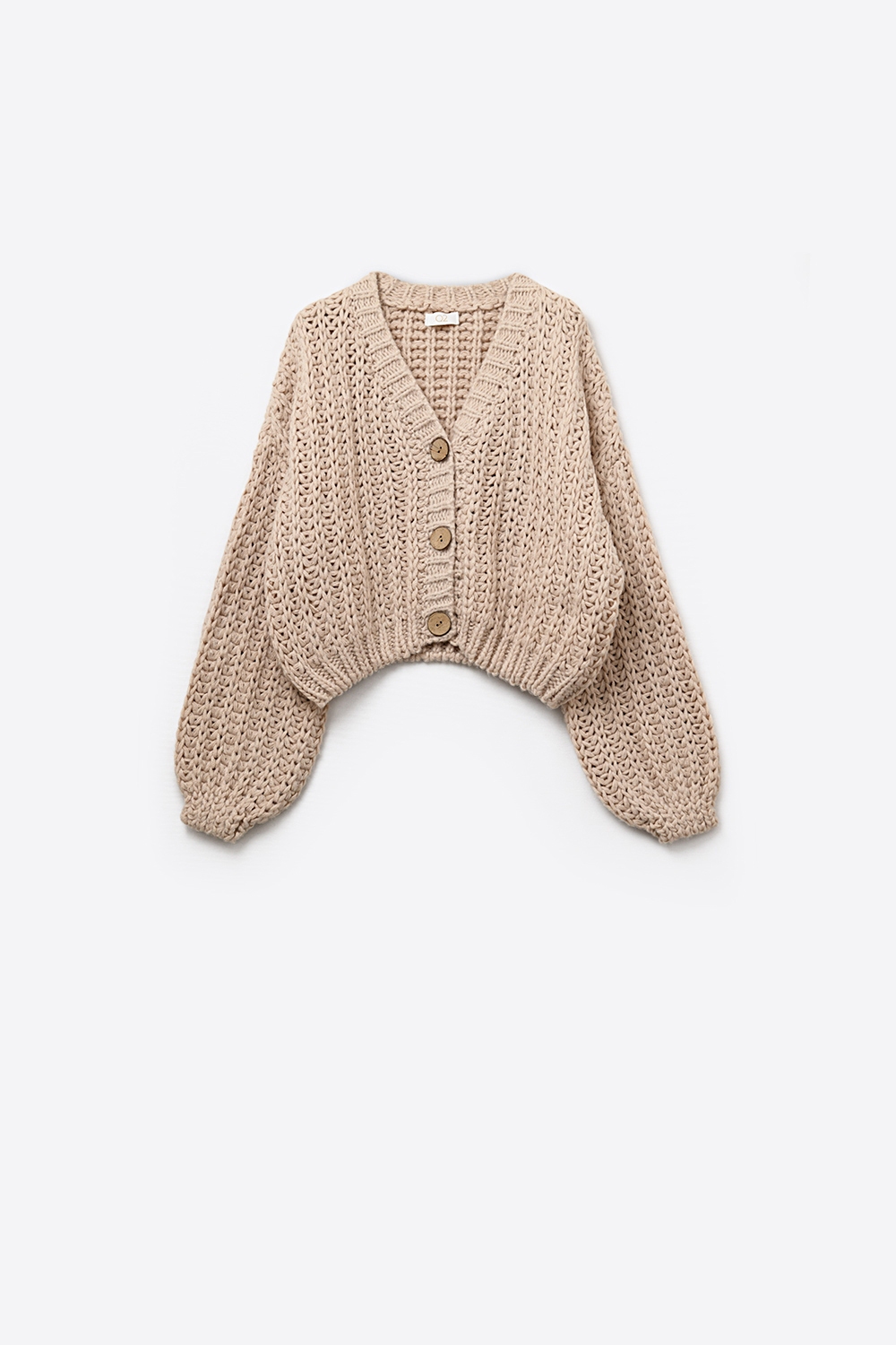 Chaqueta de punto grueso en beige oscuro