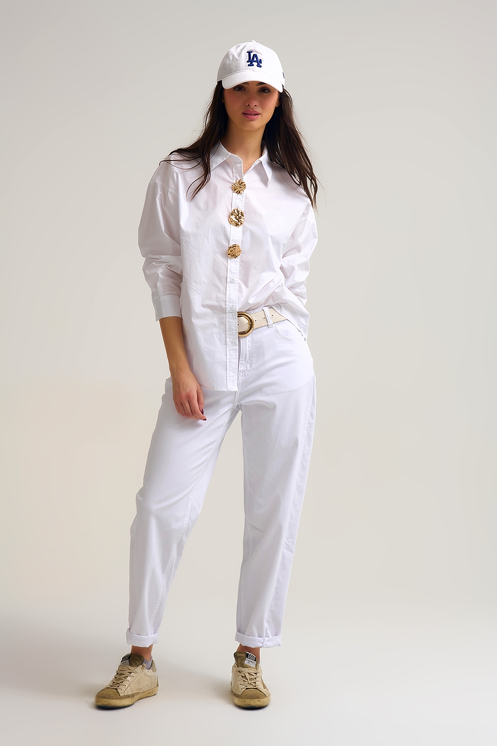 Pantalón Tapered relajado en elastico comodo en blanco Pantalón Tapered relajado en elastico comodo en blanco