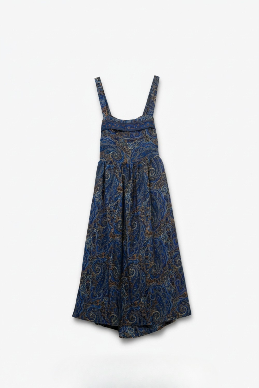 Vestido azul midi sin mangas con estampado abstracto