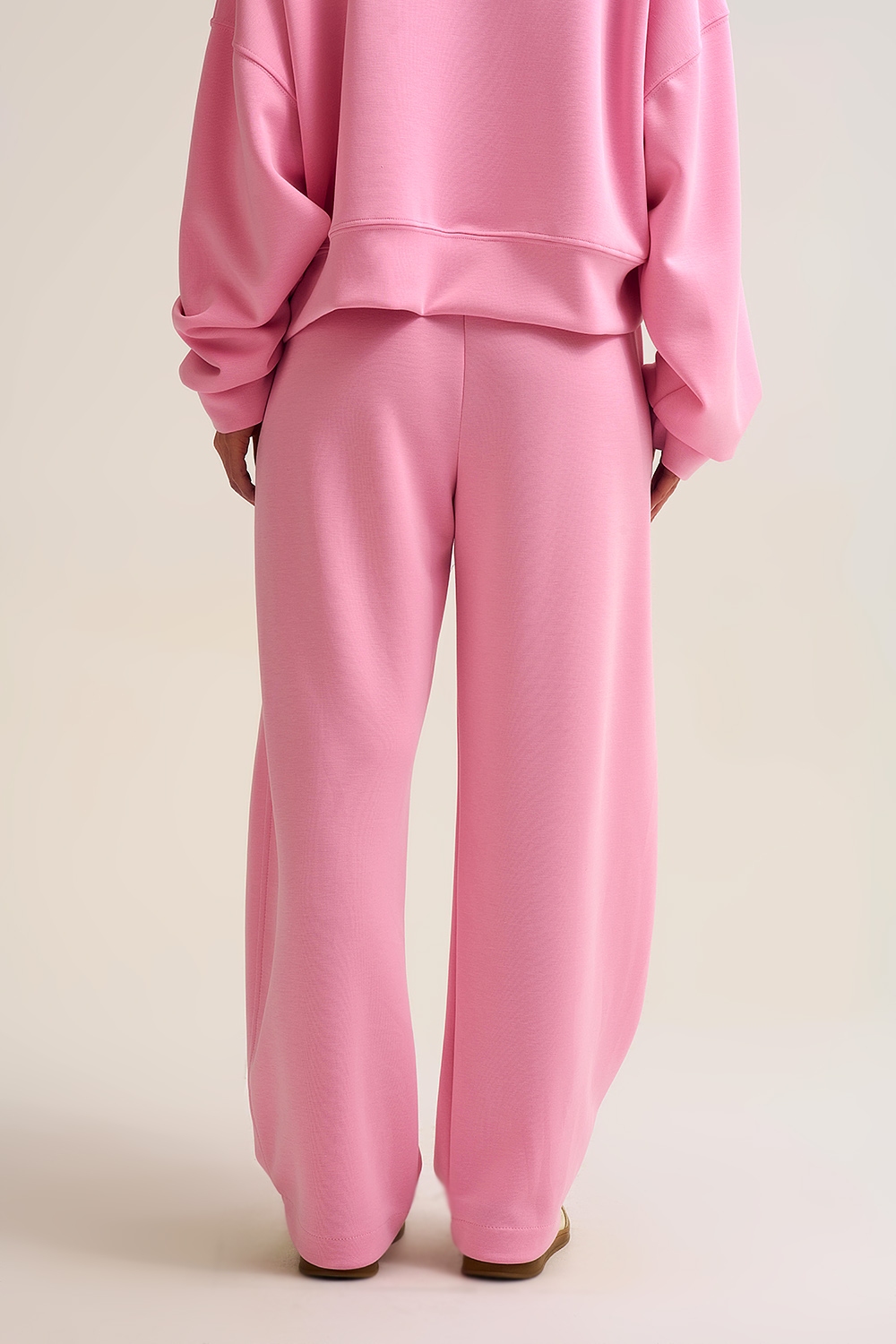 Pantal&oacute;n jogger de punto supersuave en rosa con cord&oacute;n en la cintura