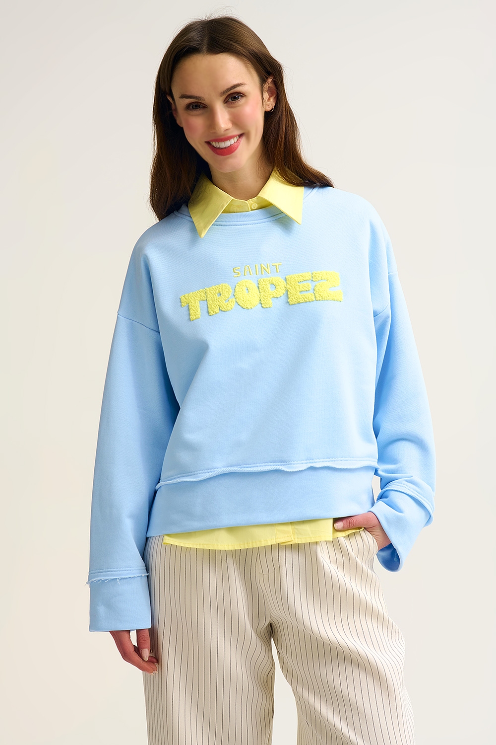 Sudadera Saint Tropez Bordada Azul beb&eacute;