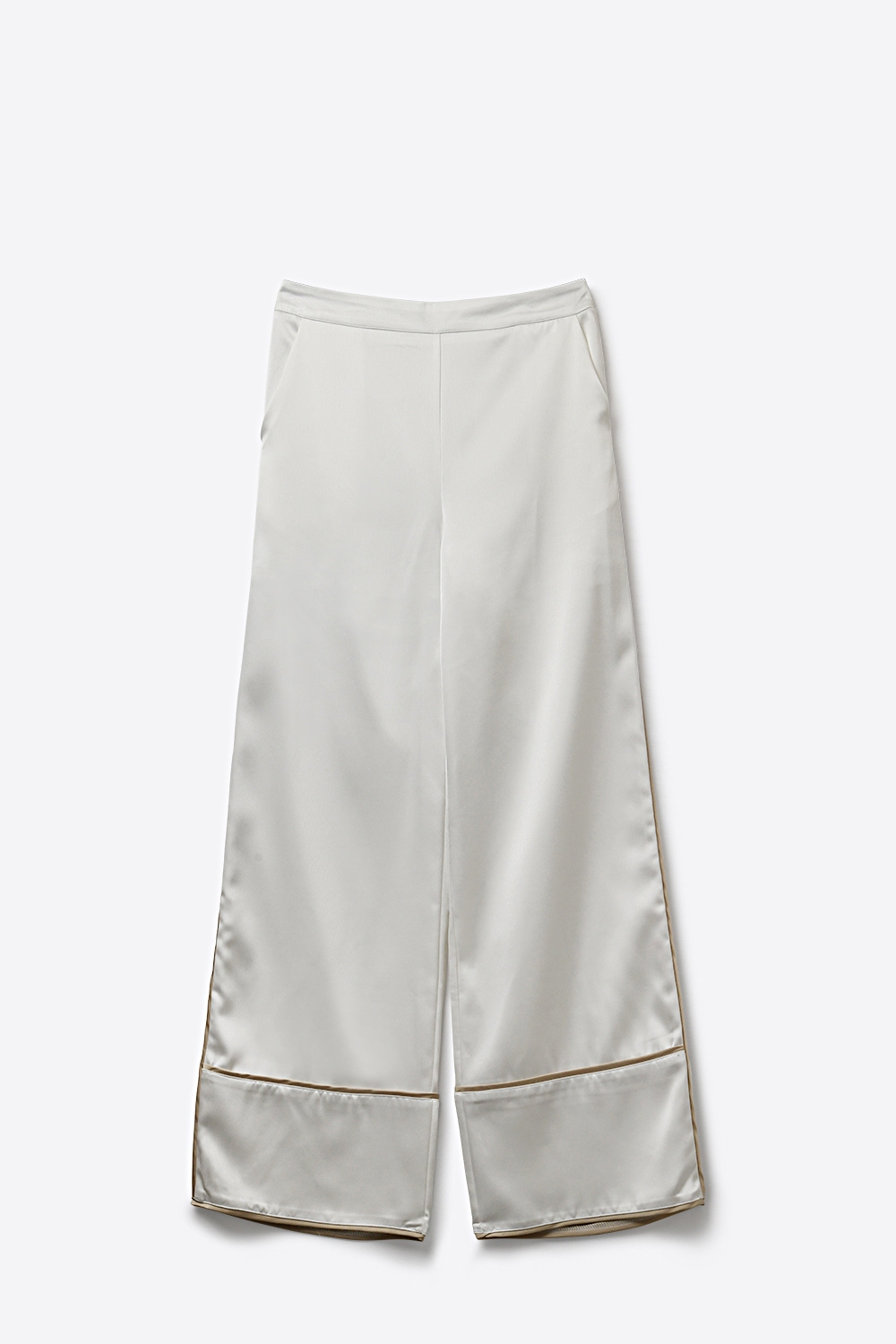 Pantal&oacute;n kimono de pata ancha en sat&eacute;n marfil