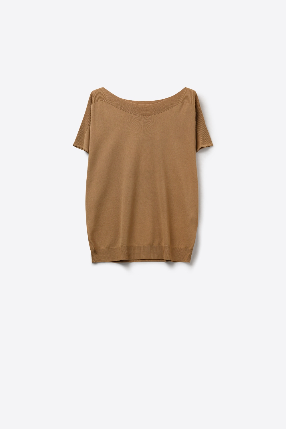 Jersey camel relajado de cuello barco y mangas caídas Jersey camel relajado de cuello barco y mangas caídas