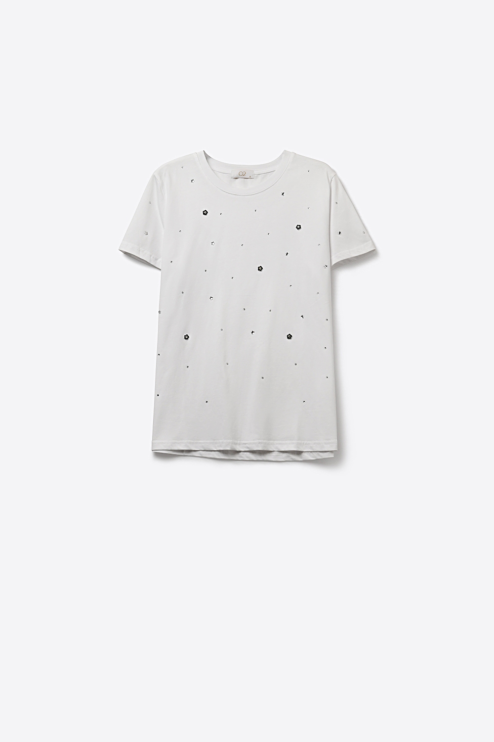Camiseta blanca de algod&oacute;n adornada con detalles de strass