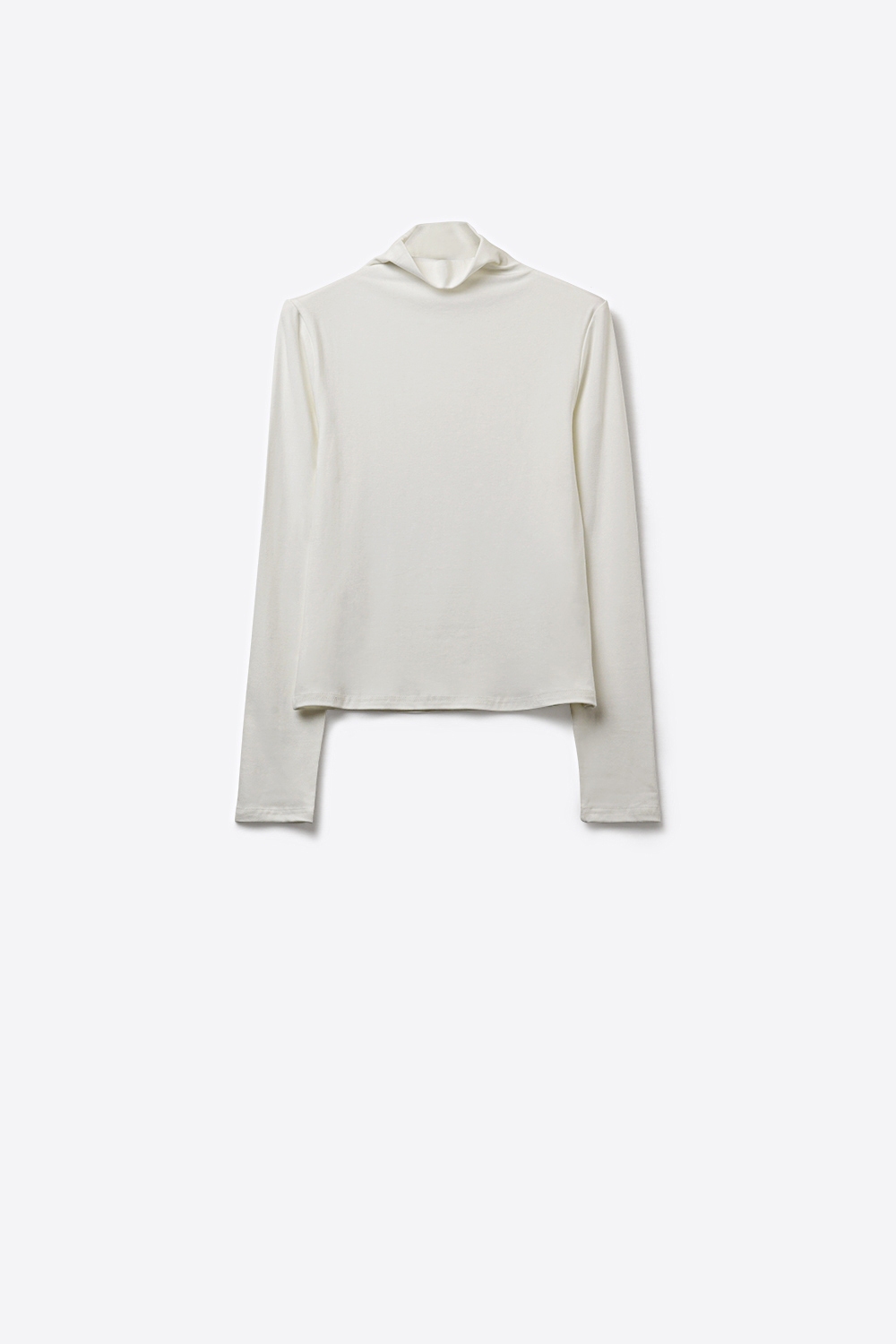 Camiseta de cuello alto ajustada de manga larga blanca en tejido de viscosa