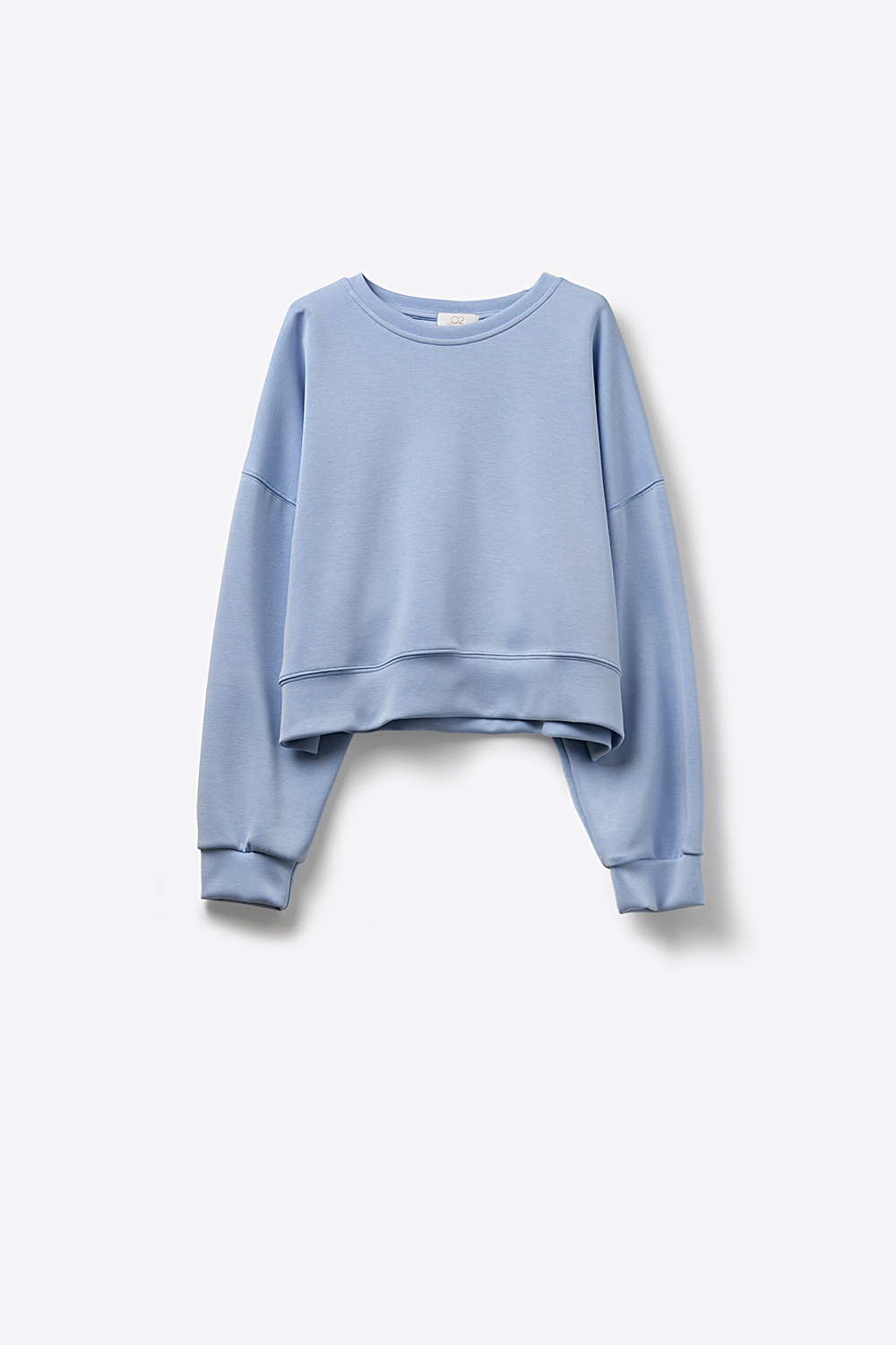 Sudadera básica con cuello redondo y hombros caídos en azul Sudadera básica con cuello redondo y hombros caídos en azul