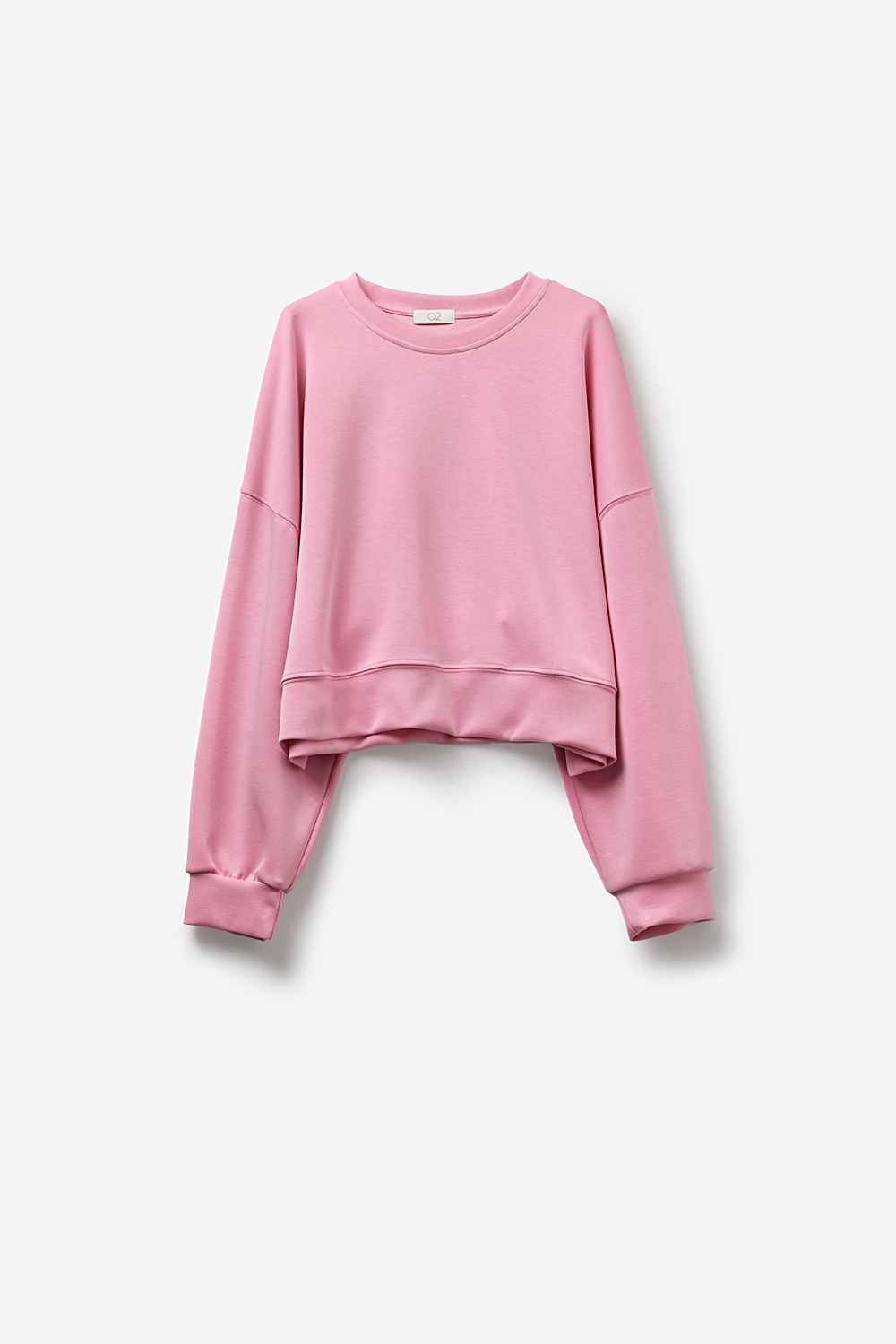 Sudadera básica con cuello redondo y hombros caídos en rosa Sudadera básica con cuello redondo y hombros caídos en rosa