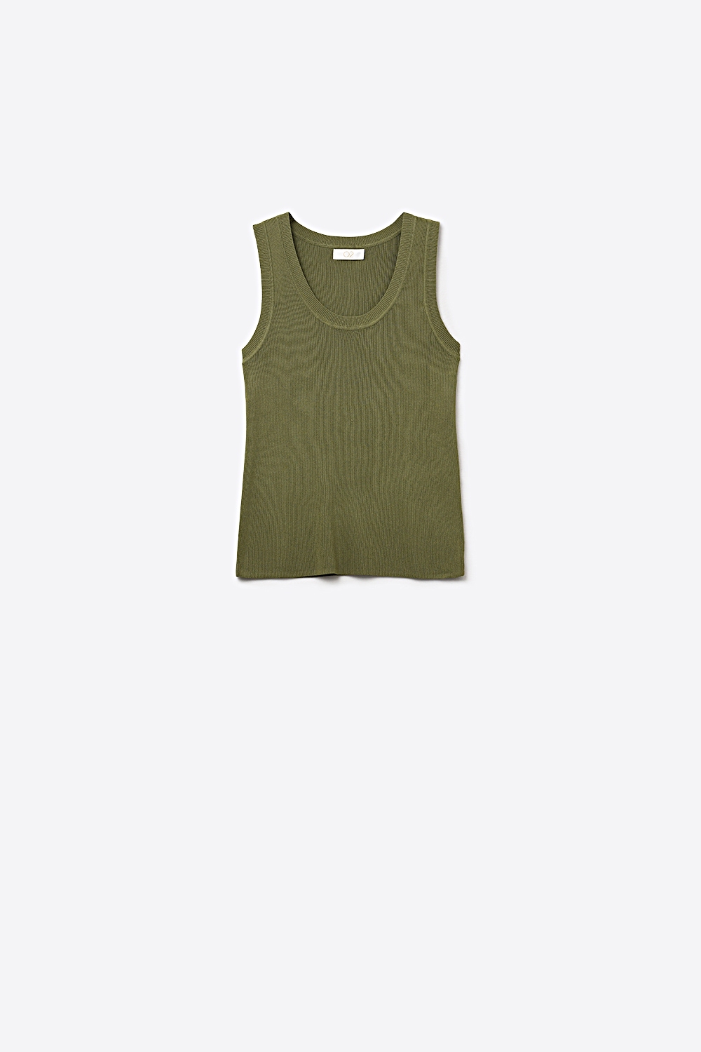Top de Tirantes de Punto Acanalado Verde Oliva para Capas