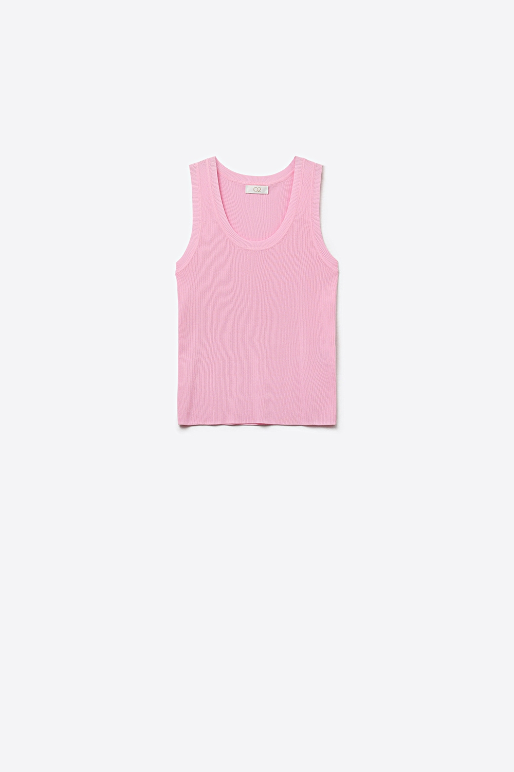 Top de punto fino en rosa con cuello redondo Top de punto fino en rosa con cuello redondo