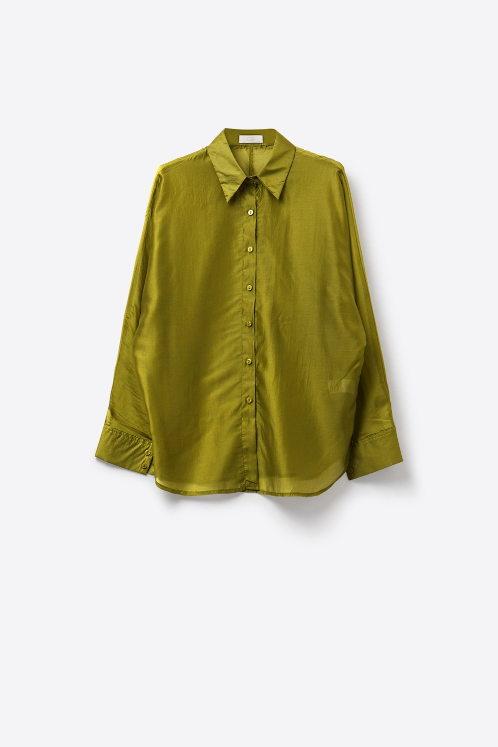 Camisa de sat&eacute;n brillante con ajuste relajado en color oliva