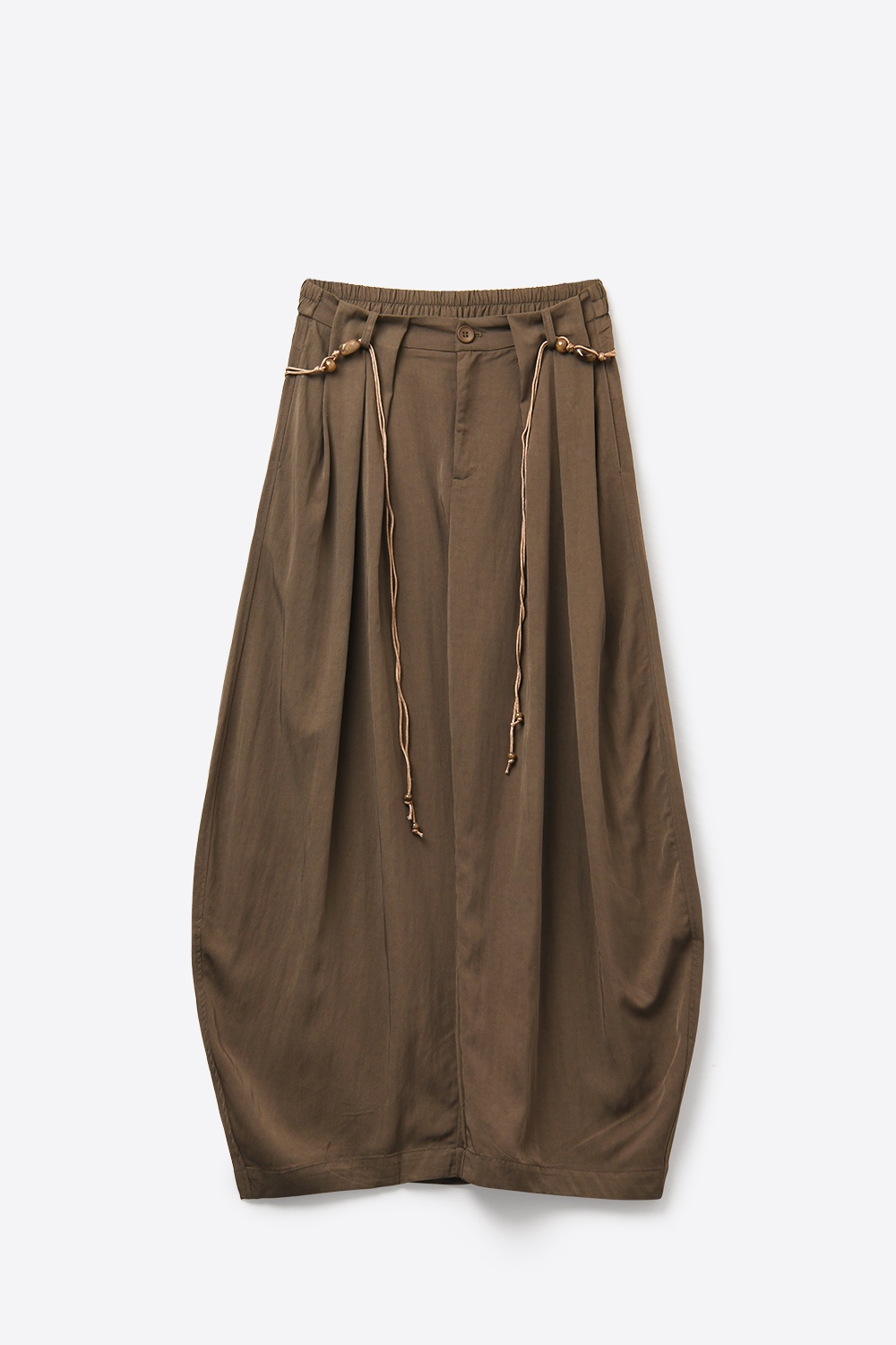 Pantalones marrones relaxed fit de pernera ancha con cordones