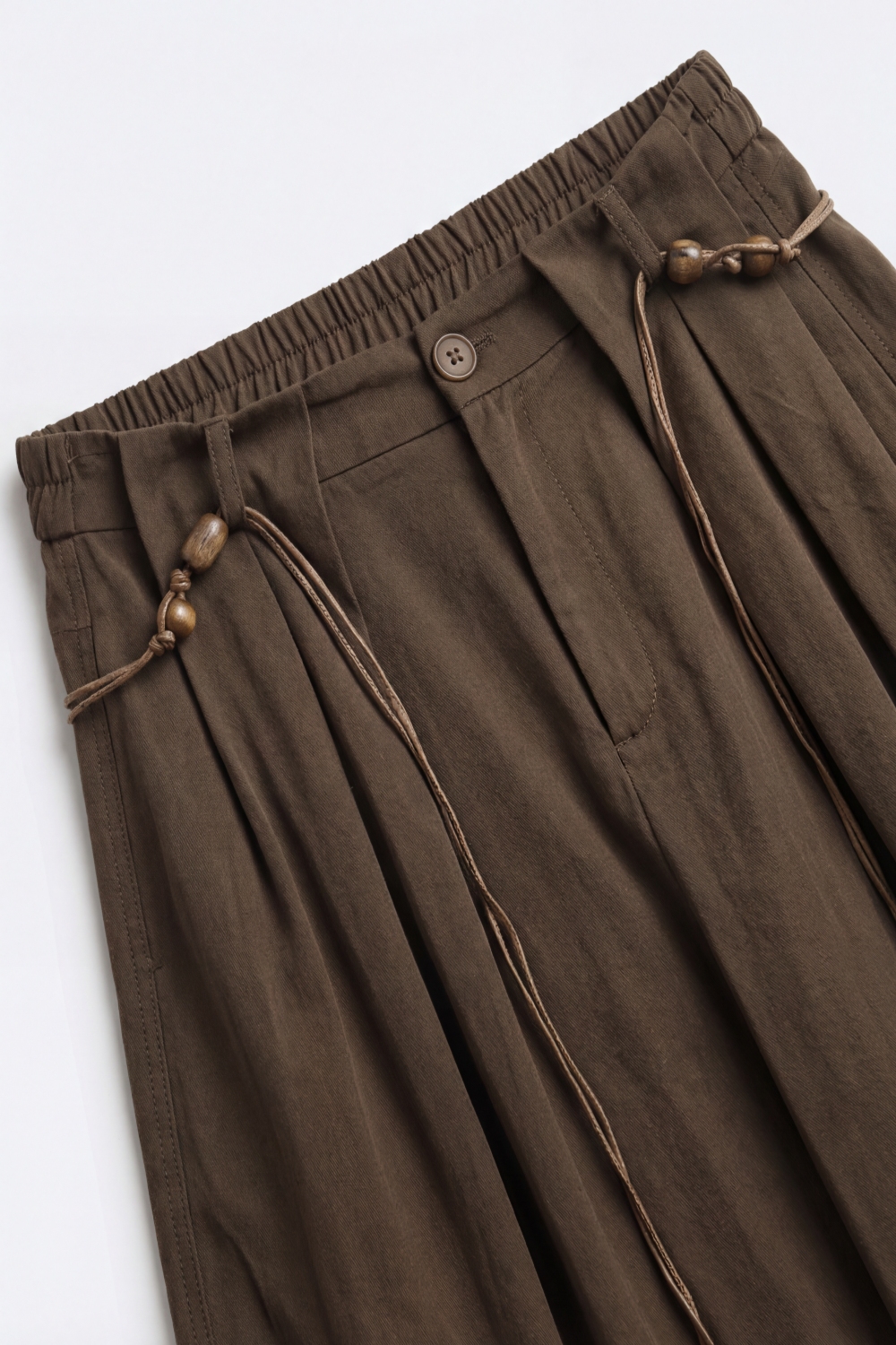 Pantalones marrones relaxed fit de pernera ancha con cordones