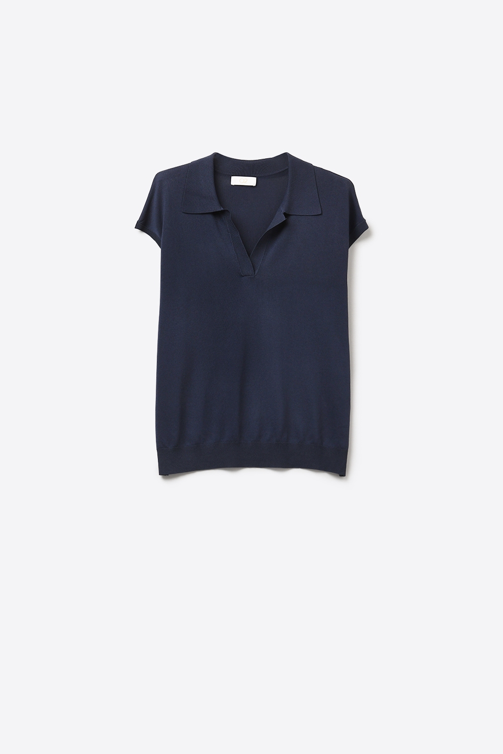 Polo de Manga Corta de Punto Fino Azul Marino