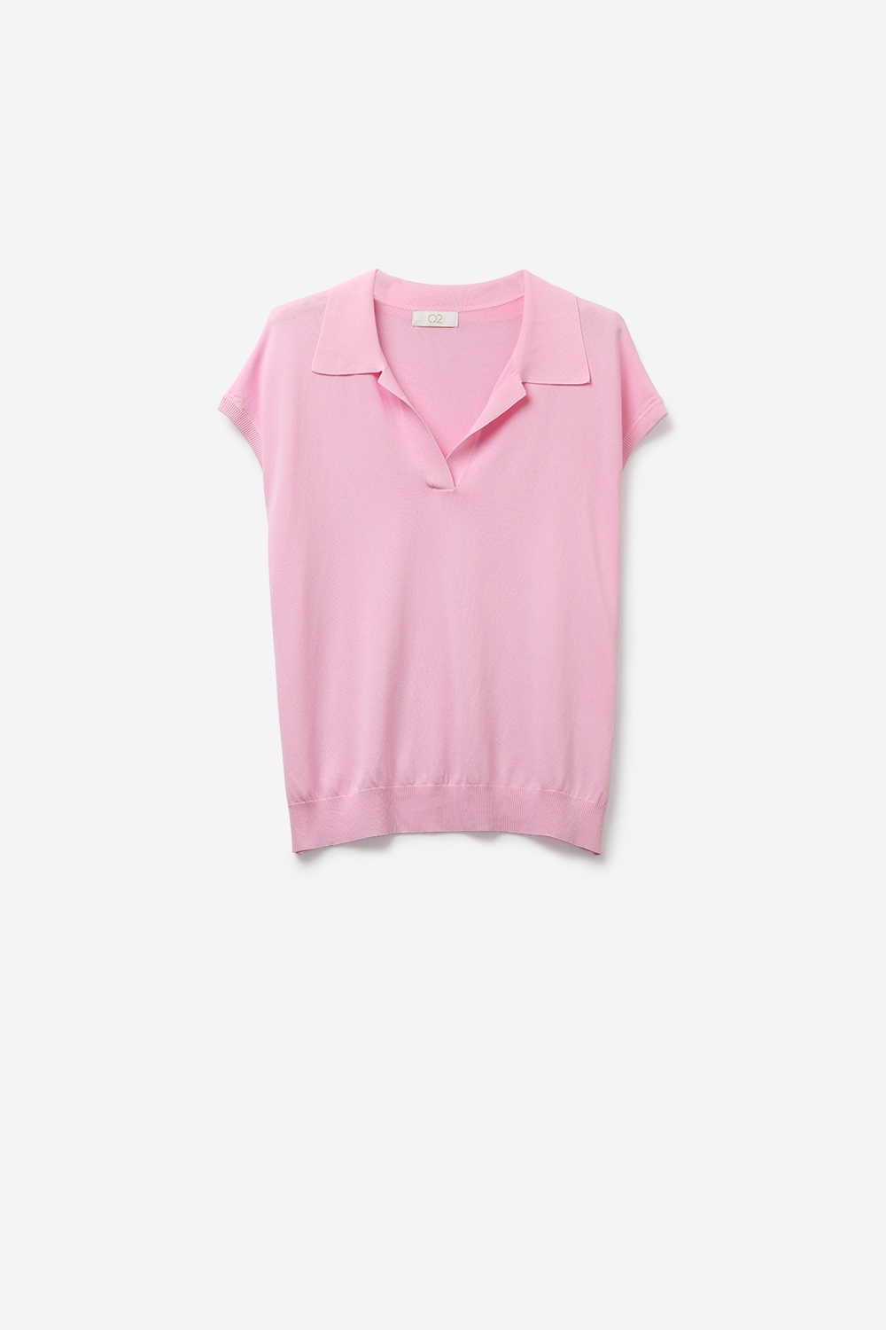 Polo de Punto Ligero Rosa con Mangas Cortas