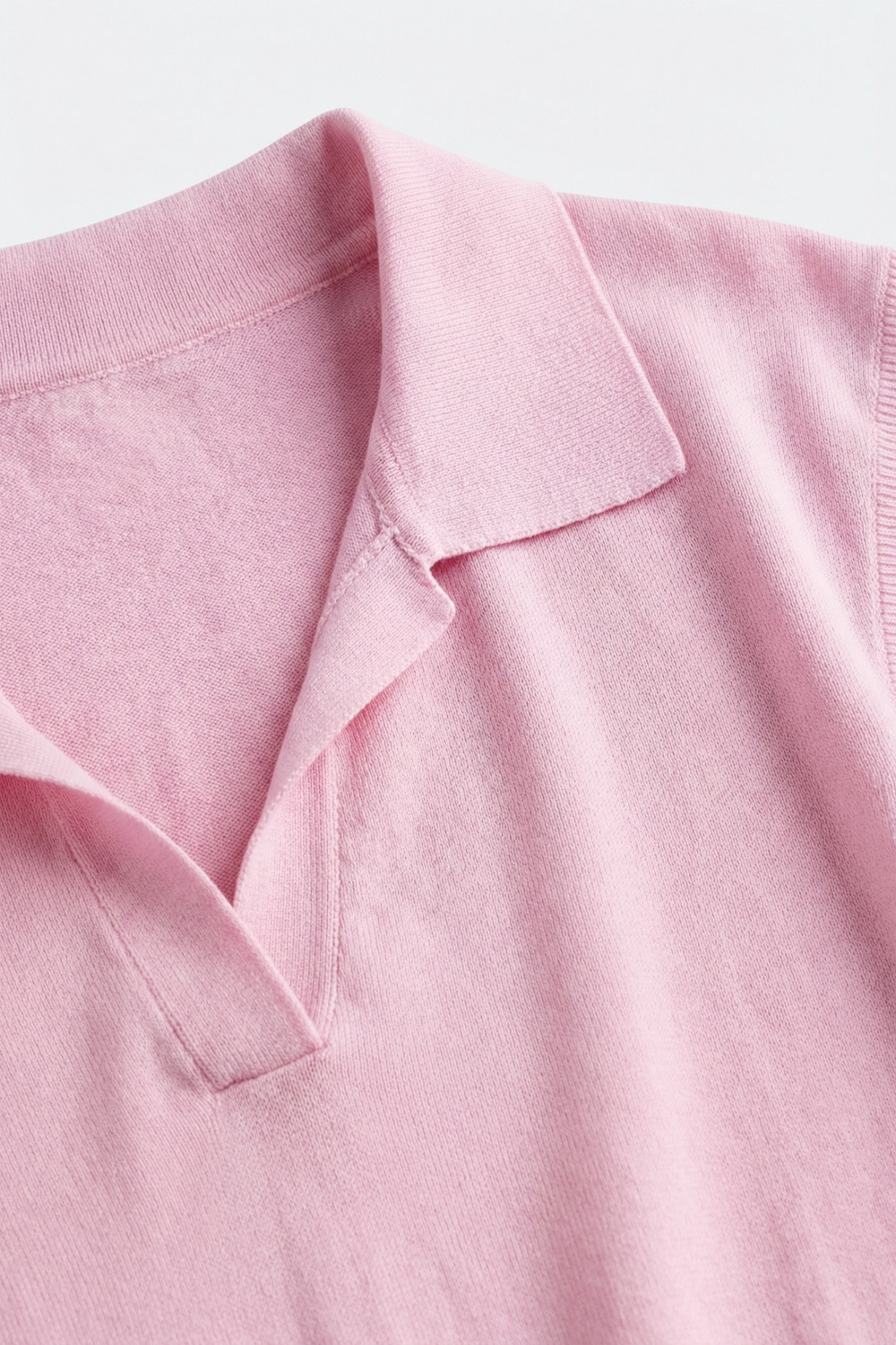 Polo de Punto Ligero Rosa con Mangas Cortas