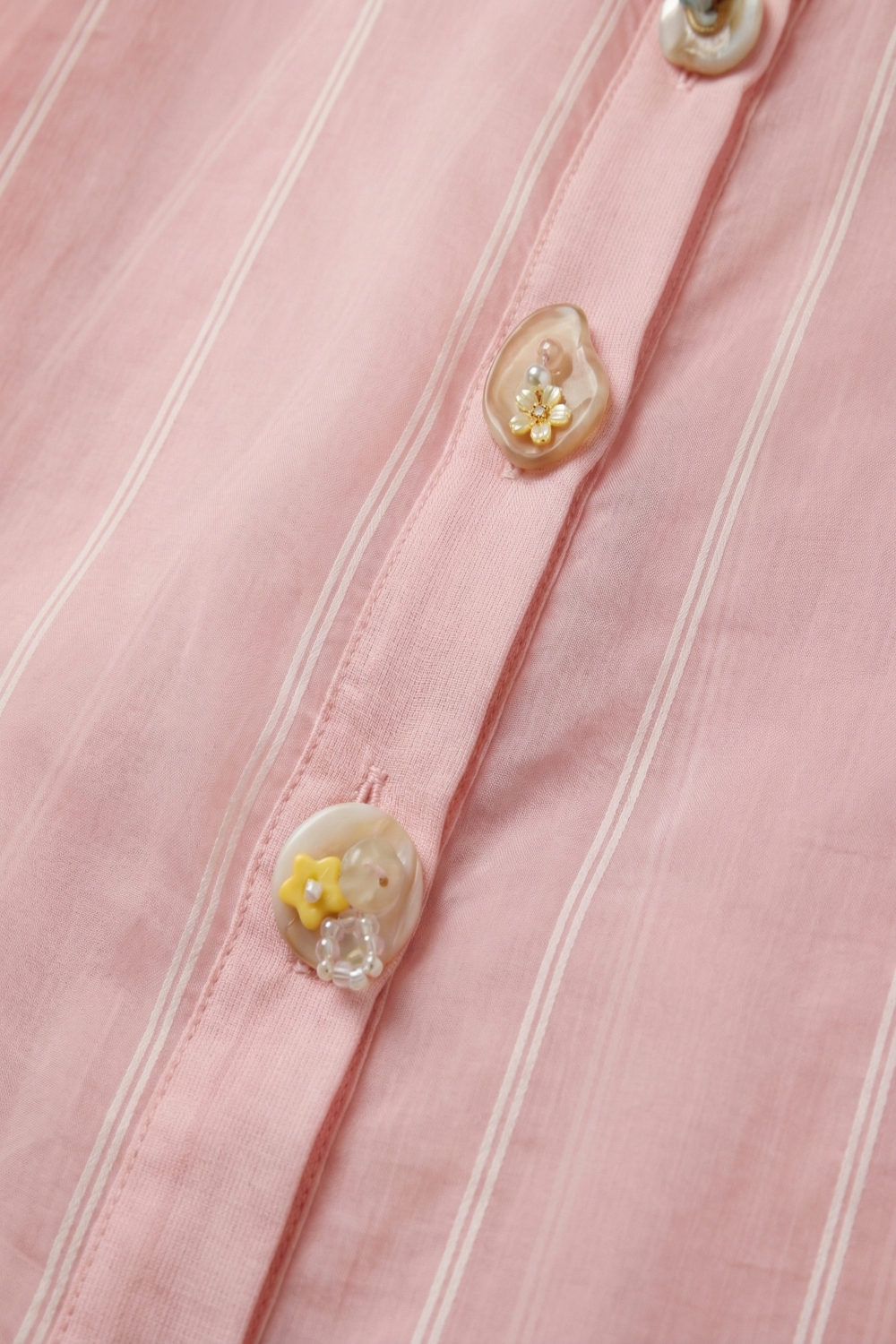 Camisa de gasa rosa con botones vintage