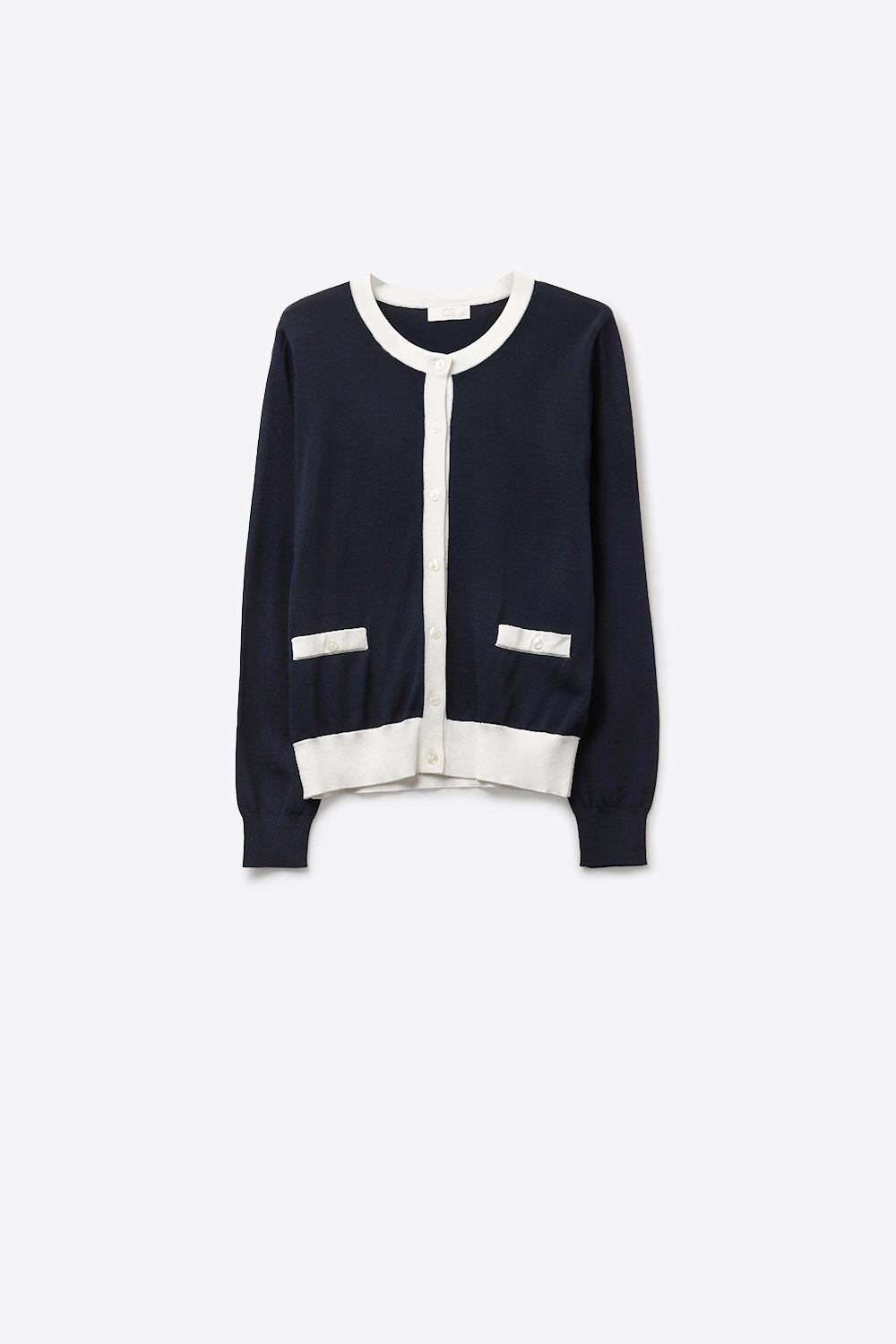 Chaqueta abotonada azul marino con detalles blancos Chaqueta abotonada azul marino con detalles blancos